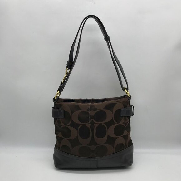 Coach Brown Canvas Signature Chain Convertible Shoulder Bag F18862 - Picture 2 of 11